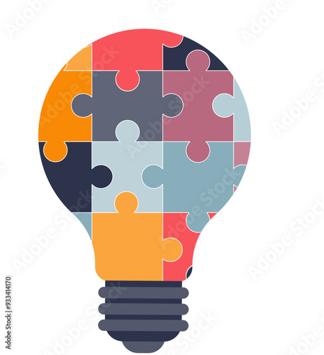 A lightbulb made of puzzle pieces, symbolizing problem-solving and innovative solutions.