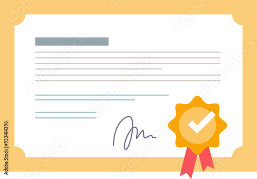 Diploma certificate with a golden seal and check mark indicating approval or achievement.