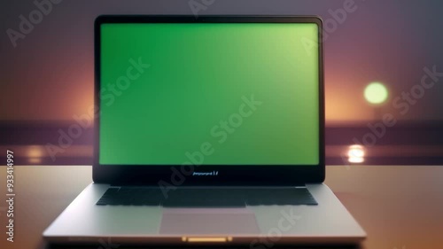 laptop with green screen ,generative ai