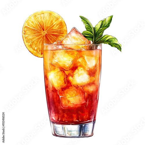 planters punch cocktail clip art isolated on white background