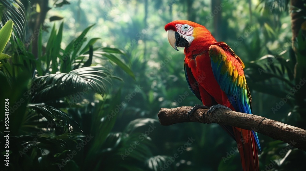 Obraz premium Scarlet Macaw in Tropical Foliage