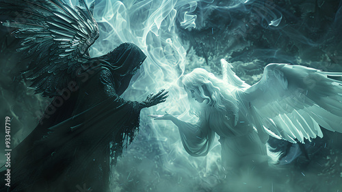 Wallpaper Mural the battle of the white and black angels Torontodigital.ca