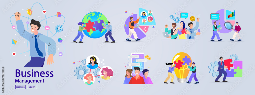 Financing business activities. Set of people in various activities of online business, startup, management, project development, communication, social media, data analysis. Business concept. vector Financing business activities. Set of people in various activities of online business, startup, management, project development, communication, social media, data analysis. Business concept. vector