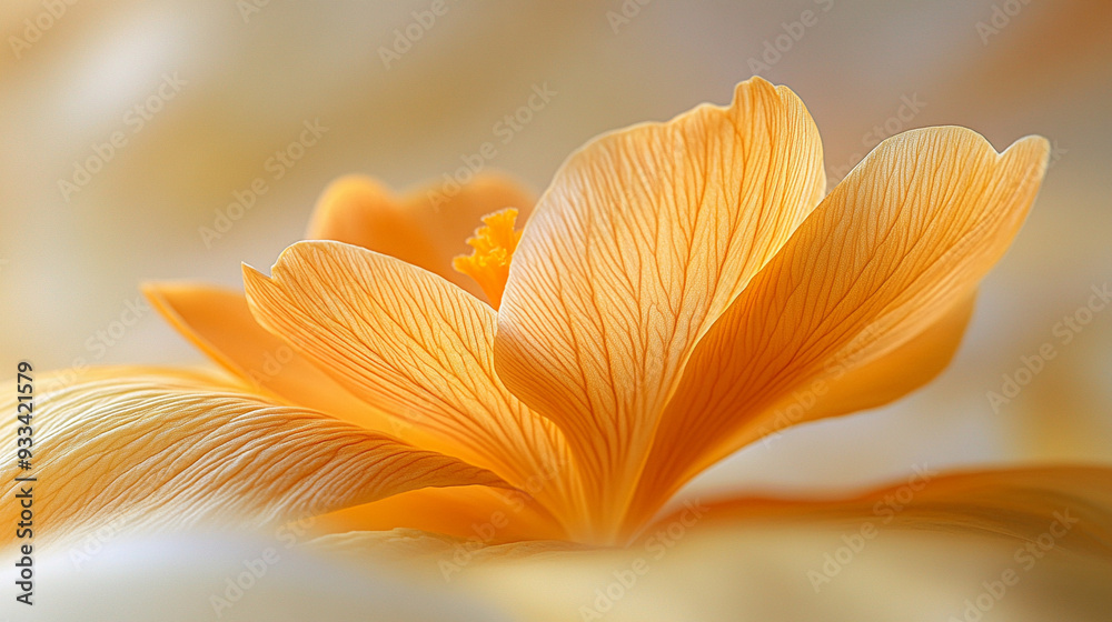 Close up photo of a crocus petal in soft pastel yellow Close up photo of a crocus petal in soft pastel yellow