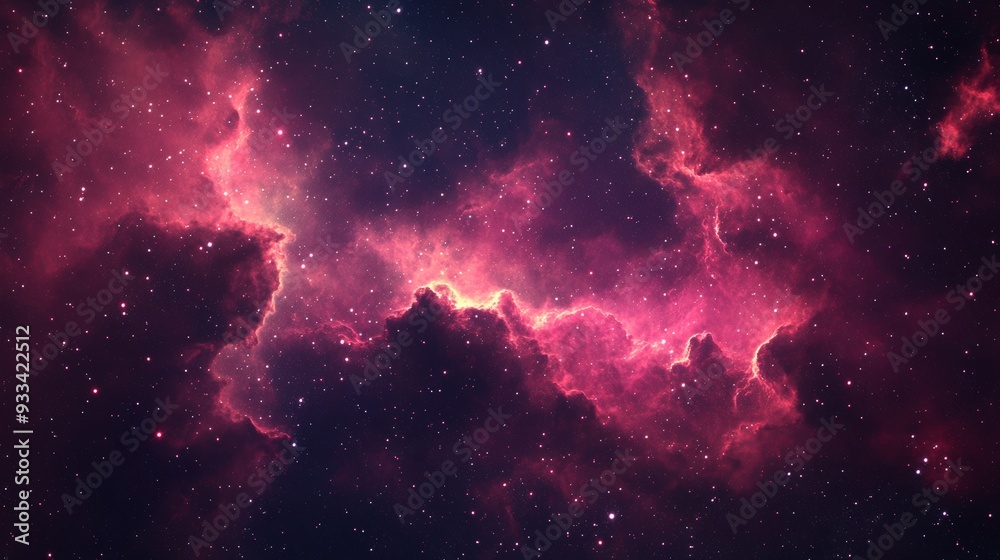 Fototapeta premium A starry landscape in purple and pink shades. Desktop Wallpapers. Futuristic banner