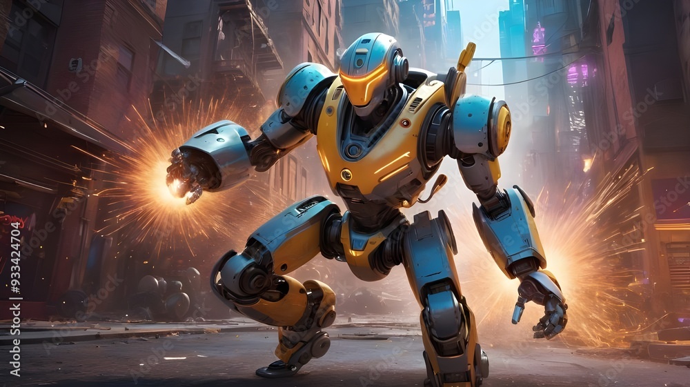 Naklejka premium robot cyborg soldier