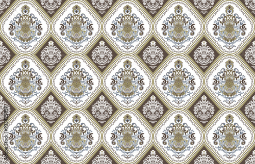 Fabric Pattern_A55;Ornate Floral Damask Pattern