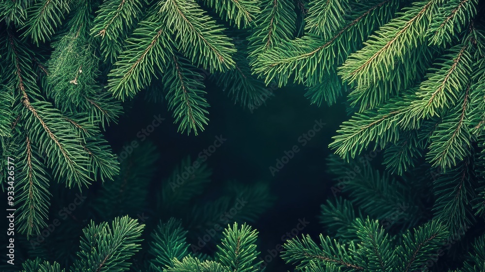 A close up of a green christmas tree with branches, AI A close up of a green christmas tree with branches, AI