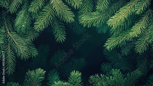 A close up of a green christmas tree with branches, AI