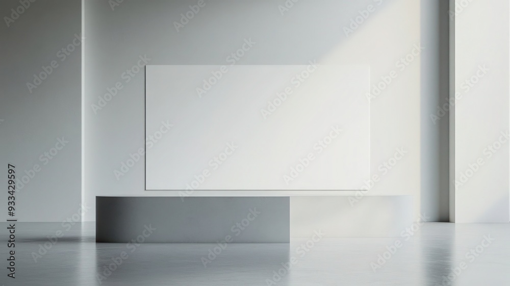 Clean and Minimalist White Blank Poster on White Background - Medium Shot Conceptual Design Clean and Minimalist White Blank Poster on White Background - Medium Shot Conceptual Design