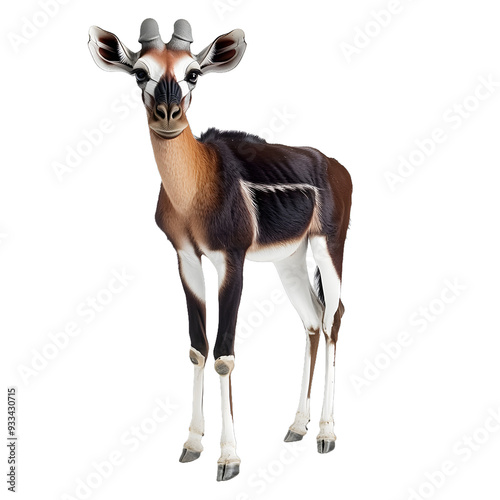 [Transparent Background PNG]Sitatunga Antelope Standing on White Background