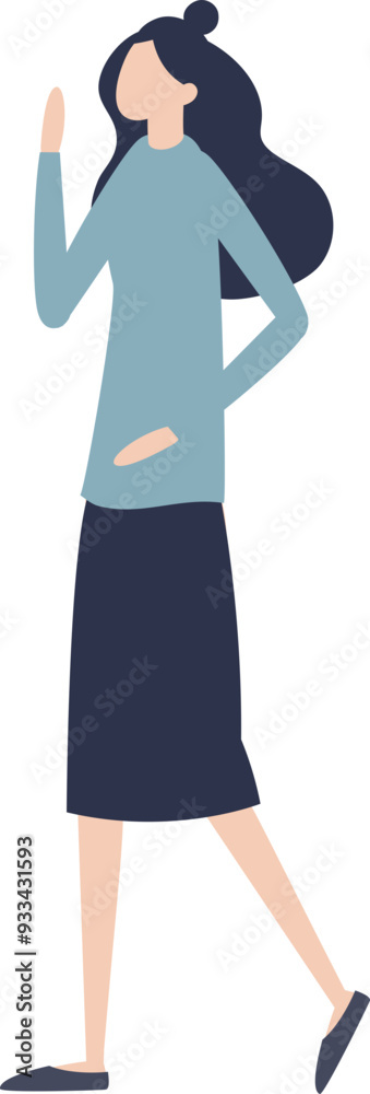 Illustration of a young female with long hair, walking confidently. Illustration of a young female with long hair, walking confidently.