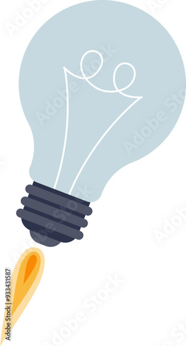 A lightbulb with a rocket flame, symbolizing startup innovation and rapid growth.
