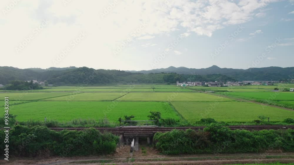 田園風景と線路 田園風景と線路