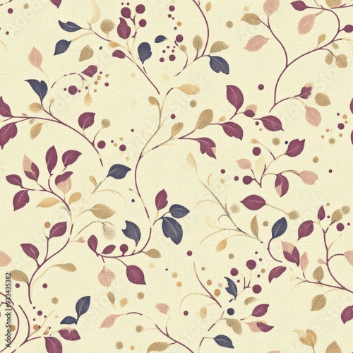 Wallpaper Mural Elegant Floral Pattern on Beige Background for Fabric Design Torontodigital.ca
