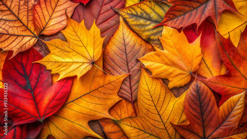 Autumn leaves arrangement with warm colors on a textured background