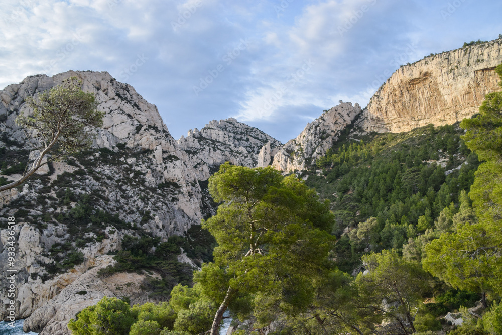 Obraz premium Rock formations in Calanques National Park next to Marseille, South of France.