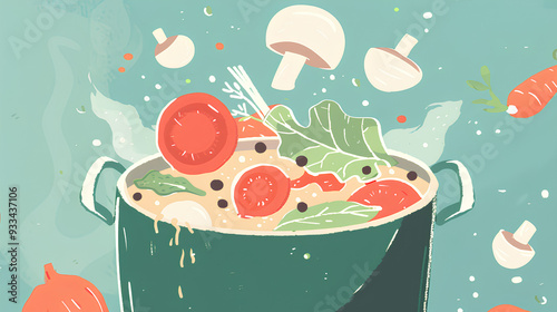 Wallpaper Mural vegetable soup cooking animation Torontodigital.ca