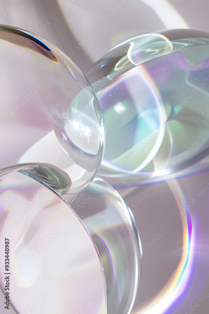 glasses with light refractions, pink and purple color