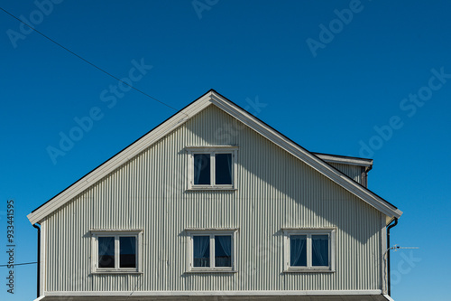 view of the village of Gjesvaer during a sunny spring day, north Cape, mageroya island, Norway photo