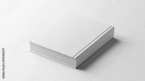 High Angle Shot of Blank White Book Cover Mockup on White Table