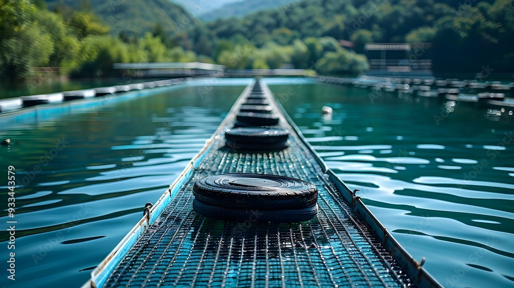 Naklejka premium Sustainable Aquaculture Innovation Biotechnology Transforming Fish Farming Practices