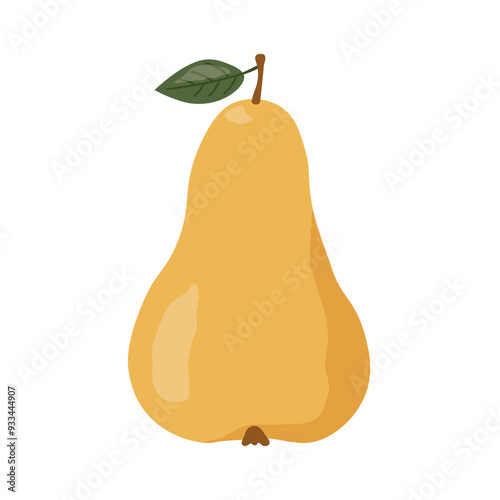 pear with leaf vector icon- vector illustration