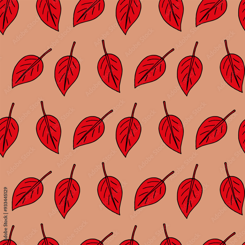 Obraz premium seamless pattern with autumn red leaves on light orange background.eps