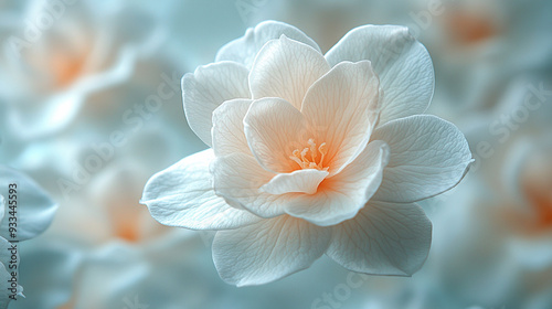 Close up photo of a jasmine petal in soft pastel white