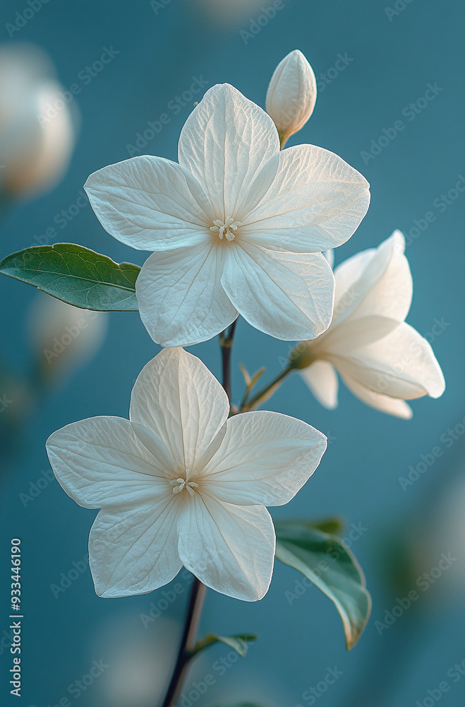 Close up photo of a jasmine petal in soft pastel white