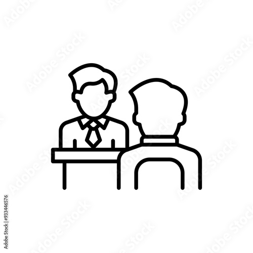 Job interview outline icons, minimalist vector illustration ,simple transparent graphic element .Isolated on white background