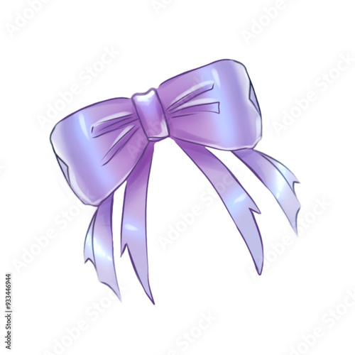 A beautifully drawn bow with elegant loops and flowing ribbons, perfect for decoration