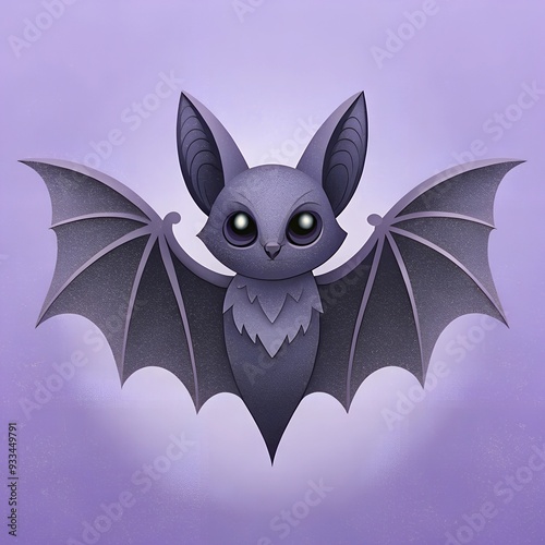 Cute flying bat with outstretched wings. Halloween illustration