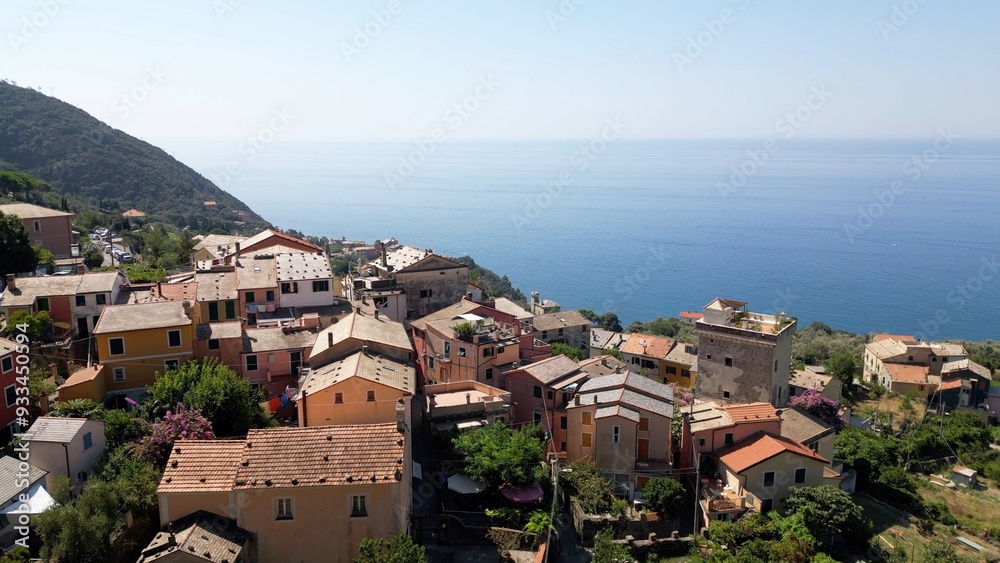 Europe, Italy, Framura is a little sea village in Liguria close to 5 terre ( five island ) - drone aerial view of mediterranean coast - Setta district