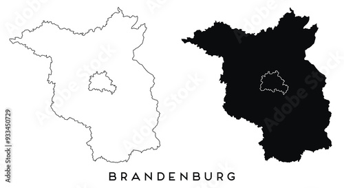Brandenburg map outline and black silhouette vector