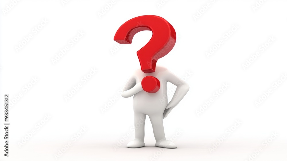 3d human with a red question mark isolated on white background 3d human with a red question mark isolated on white background