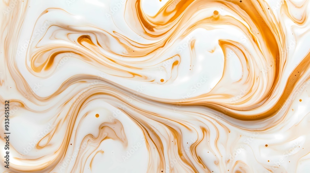 Milk and coffee to create the intricate natural pattern, abstract background, fluid art, Generative AI illustration Milk and coffee to create the intricate natural pattern, abstract background, fluid art, Generative AI illustration