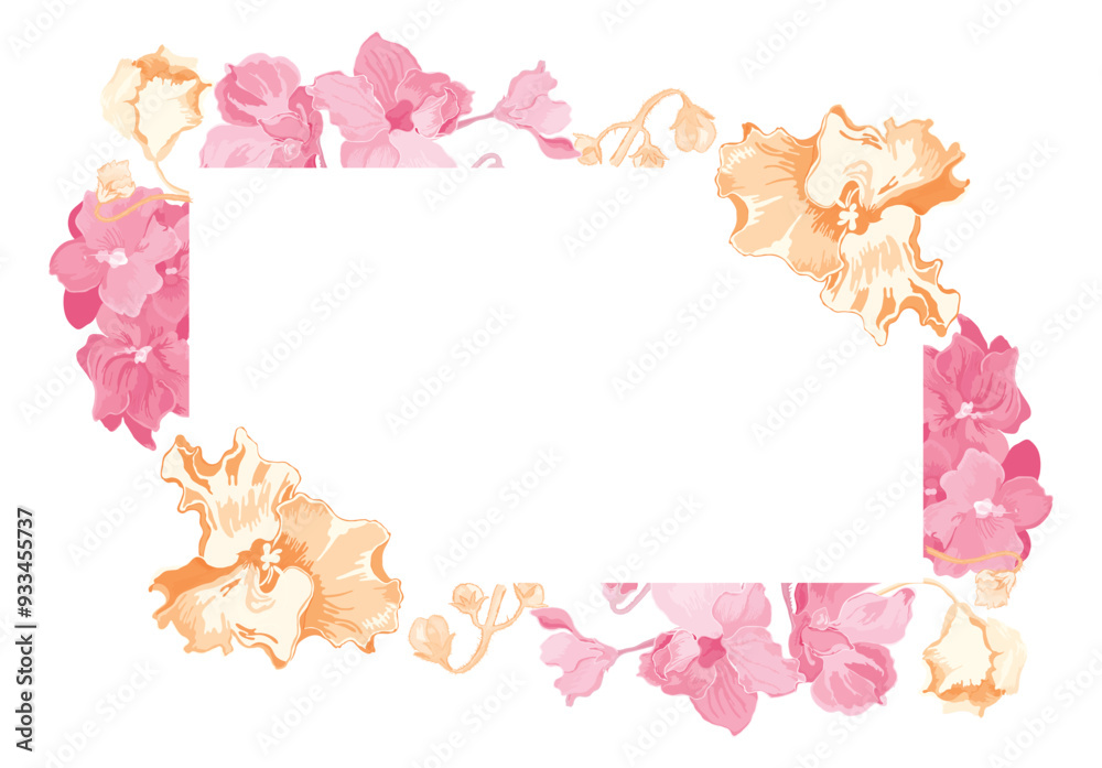 Isolated frame with the house plants in full bloom Isolated frame with the house plants in full bloom
