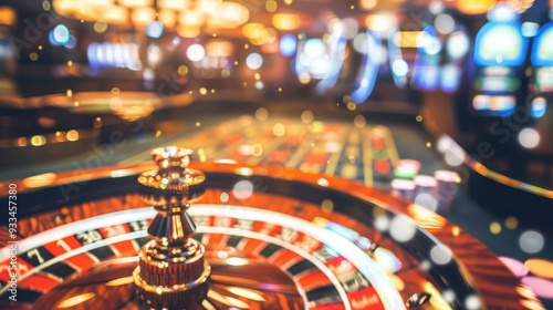 blur image of casino roulette room interior for background usage.