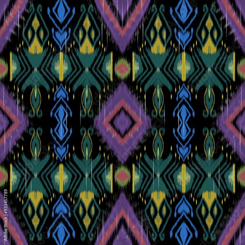patterns, Fabrics, Textiles, Folk, African, Indian and Tribal Seamless Patterns, Green and Purple, for Wallpaper, Carpets, Clothing, Gift Wrapping, Unique Thai Silk and Traditional Oriental Patterns.