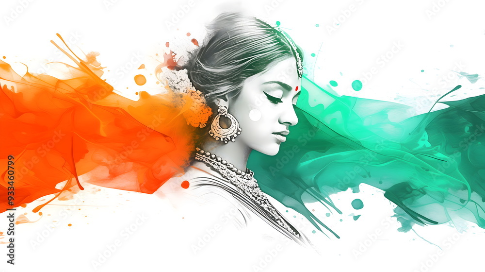 Indian happy girl with dry colored Holi powder in the colors of the ...