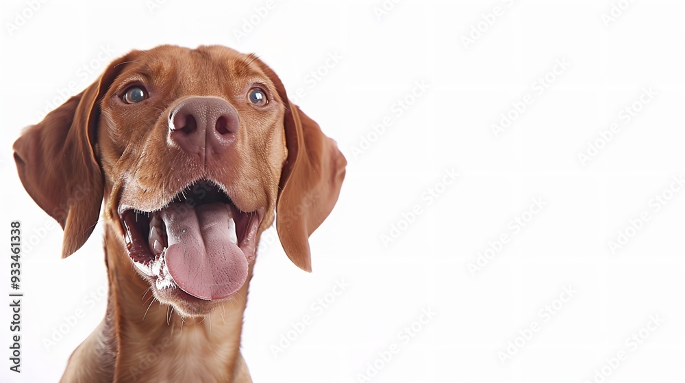 A brown dog with a pink tongue sticking out. The dog is smiling and he is happy A brown dog with a pink tongue sticking out. The dog is smiling and he is happy