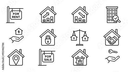 Rental property linear animation pack,real estate, rent, home purchase (alpha channel) transparent background