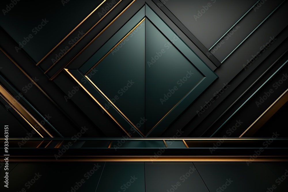 Abstract black and gold geometric background with a platform for product display. Abstract black and gold geometric background with a platform for product display.