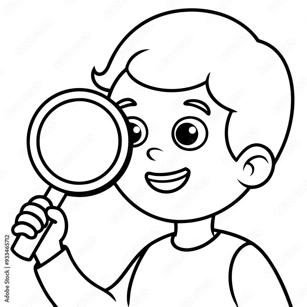 Curious Child with Magnifying Glass Illustration or Child Exploring with Magnifying Glass Vector Art art vector illustration Curious Child with Magnifying Glass Illustration or Child Exploring with Magnifying Glass Vector Art art vector illustration