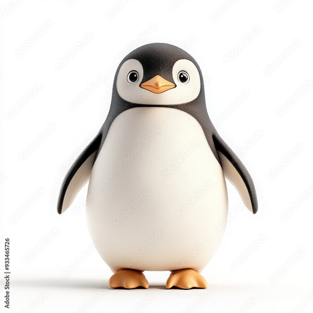 Fototapeta premium A cute cartoon penguin character with a playful expression, perfect for children's illustrations and fun designs.
