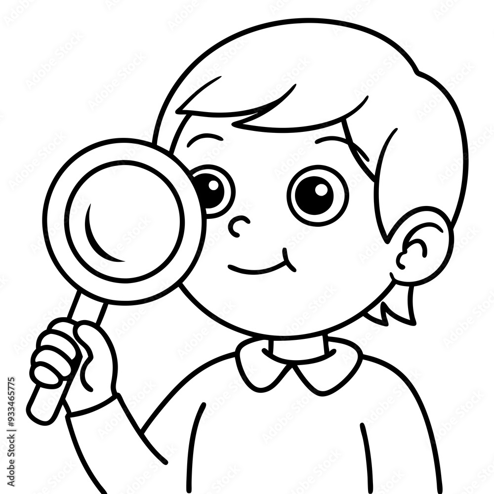 Curious Child with Magnifying Glass Illustration or Child Exploring with Magnifying Glass Vector Art art vector illustration Curious Child with Magnifying Glass Illustration or Child Exploring with Magnifying Glass Vector Art art vector illustration