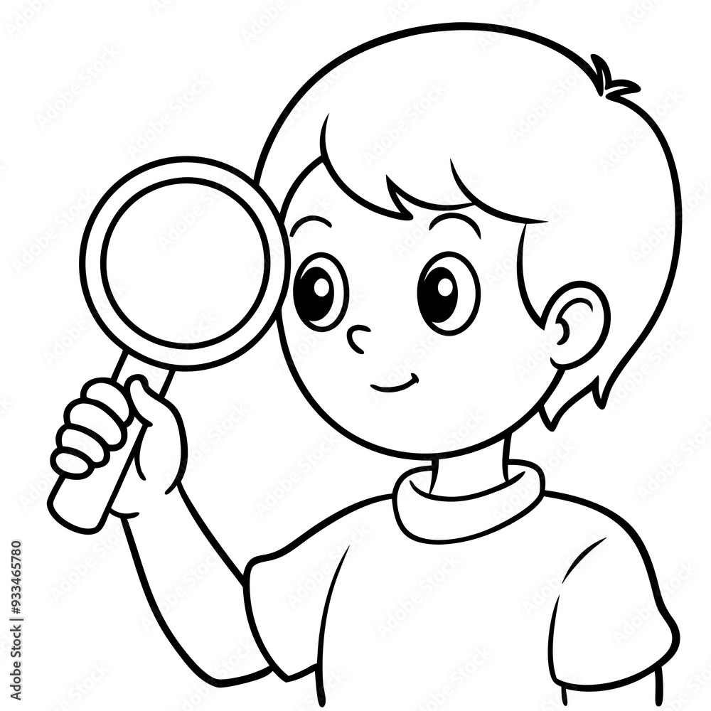Curious Child with Magnifying Glass Illustration or Child Exploring with Magnifying Glass Vector Art art vector illustration Curious Child with Magnifying Glass Illustration or Child Exploring with Magnifying Glass Vector Art art vector illustration