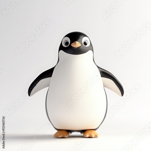 A cute cartoon penguin character with big eyes and a playful stance, perfect for illustrations and children's designs. photo