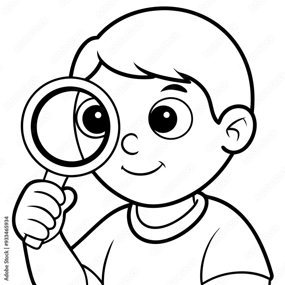 Curious Child with Magnifying Glass Illustration or Child Exploring with Magnifying Glass Vector Art art vector illustration Curious Child with Magnifying Glass Illustration or Child Exploring with Magnifying Glass Vector Art art vector illustration